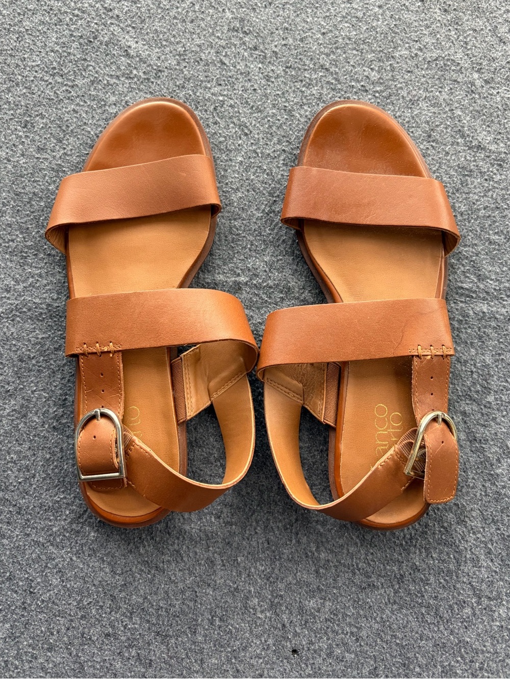 Franco Sarto Tan Ankle Strap Buckle Leather Sandals Boho Vacation Tropical